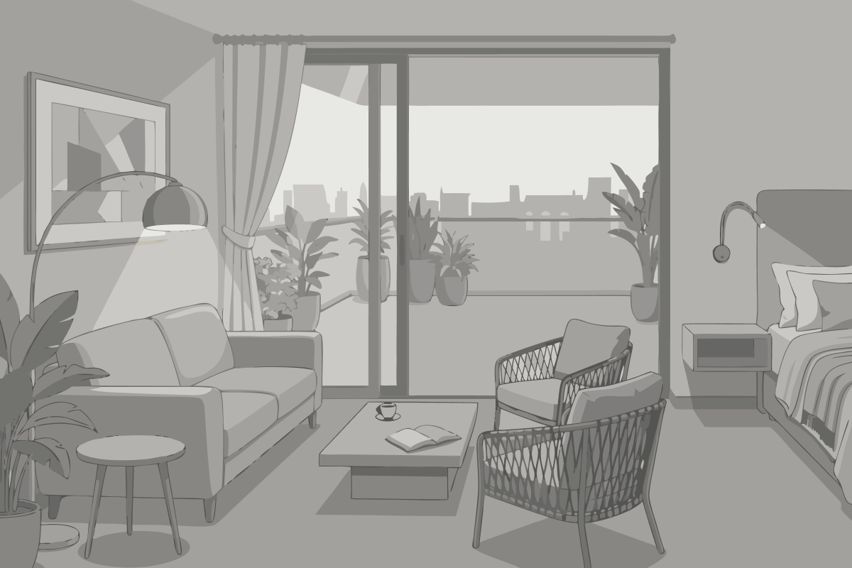 Doppel-/Zweibettzimmer mit Gartenblick